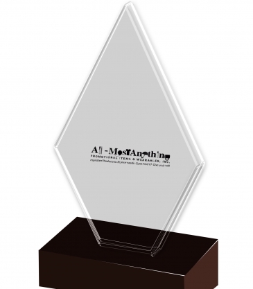 8" Clear Diamond Award on Black Marble Base