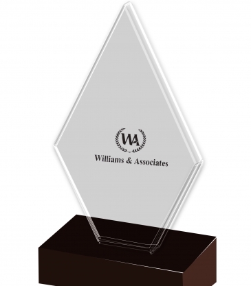6" Clear Diamond Award on Black Marble Base