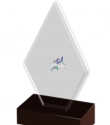 6" Clear Diamond Award on Black Marble Base