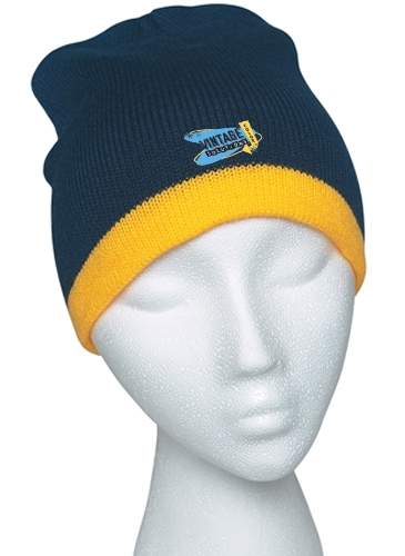 Knit Beanie With Stripe_Embroidered