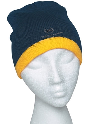 Knit Beanie With Stripe_Embroidered