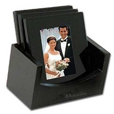 4 Piece Square Glass Coaster Set