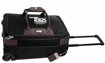 Terni Brown Leather/Black Twill Nylon Trolley Bag
