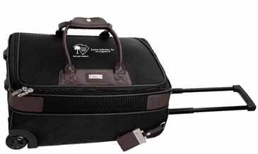 Terni Brown Leather/Black Twill Nylon Trolley Bag