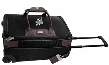 Terni Brown Leather/Black Twill Nylon Trolley Bag