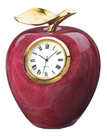 Marble Apple Clock W/Gold Leaf