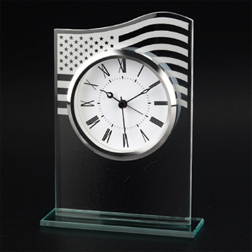 US Flag Glass Clock