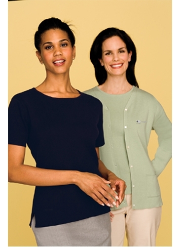 Munsingwear Ladies` Classic Short Sleeve Jewel Neck Sweater