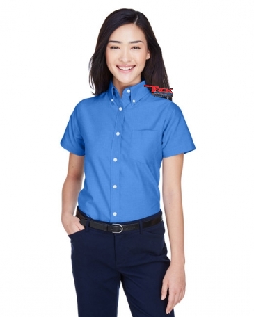 UltraClub Ladies' Classic Wrinkle-Resistant Short-Sleeve Oxford