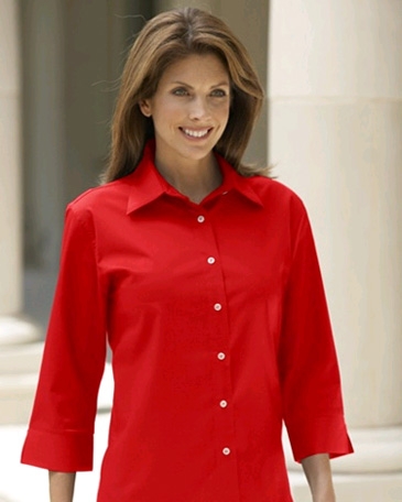 Ladies' 3/4 Sleeve Solid Dress Shirt