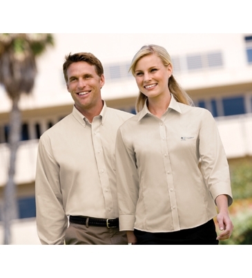Jockey Ladies` 3/4-Sleeve Feather Stripe Broadcloth/Wrinkle