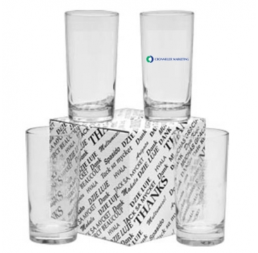 12 oz. Deluxe Beverage Thank You Set - Deep Etched