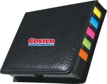Square Leather Look Case Of Sticky Notes With Calendar & Pen