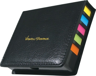 Square Leather Look Case Of Sticky Notes With Calendar & Pen