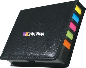 Square Leather Look Case Of Sticky Notes With Calendar & Pen