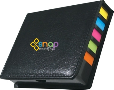 Square Leather Look Case Of Sticky Notes With Calendar & Pen
