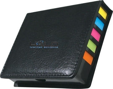 Square Leather Look Case Of Sticky Notes With Calendar & Pen