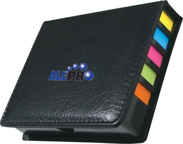 Square Leather Look Case Of Sticky Notes With Calendar & Pen