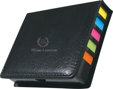 Square Leather Look Case Of Sticky Notes With Calendar & Pen