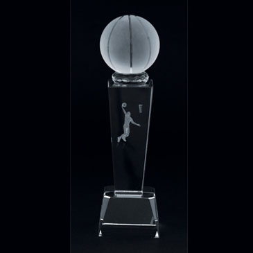 3-D Crystal Sports Trophy-Basketball