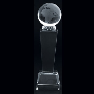 3-D Crystal Sports Trophy-Globe