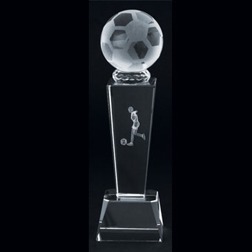 3-D Crystal Sports Trophy-Soccer