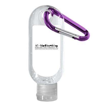 1.9 oz. Clear Sanitizer in Clear Bottle with Carabiner