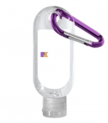 1.9 oz. Clear Sanitizer in Clear Bottle with Carabiner