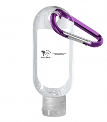 1.9 oz. Clear Sanitizer in Clear Bottle with Carabiner