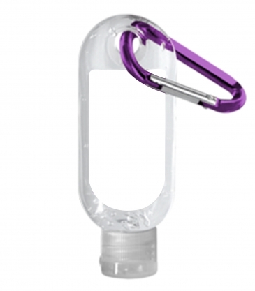 1.9 oz. Clear Sanitizer in Clear Bottle with Carabiner