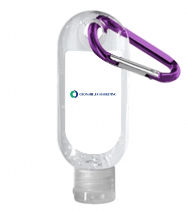 1.9 oz. Clear Sanitizer in Clear Bottle with Carabiner