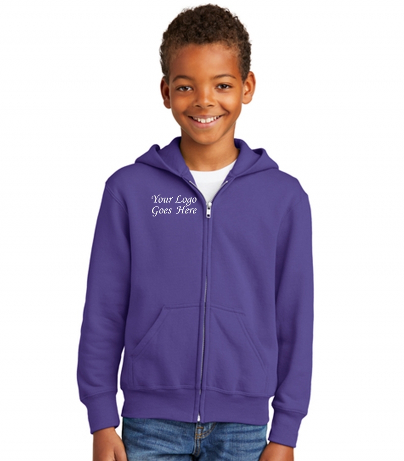 Port & Company® - Youth Core Fleece Full-Zip Hooded Sweatshirt