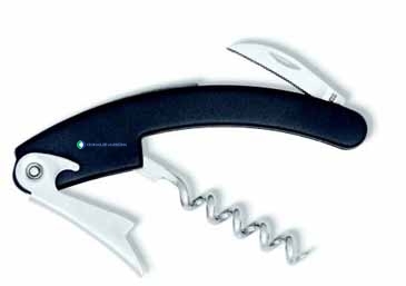 Curved Nickel Plated Corkscrew w/Black Plastic Handle