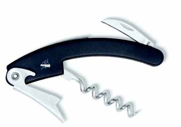Curved Nickel Plated Corkscrew w/Black Plastic Handle