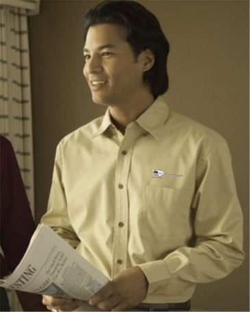 Harriton Mens Long-Sleeve Twill With Stain Release