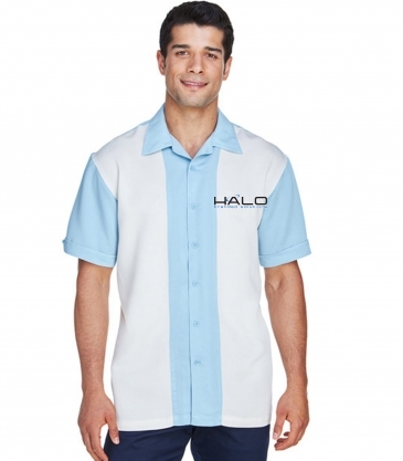 Harriton Men's Two-Tone Camp Shirt