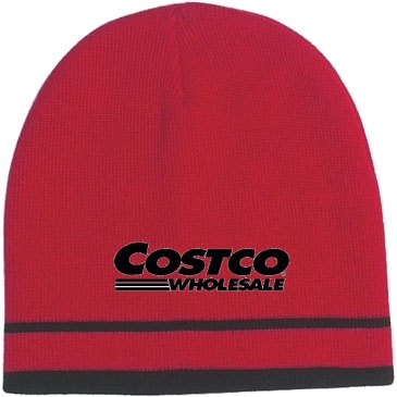 Knit Beanie With Double Stripe_Embroidered