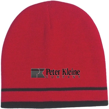 Knit Beanie With Double Stripe_Embroidered