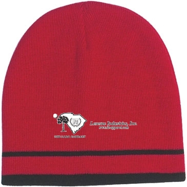 Knit Beanie With Double Stripe_Embroidered