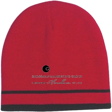 Knit Beanie With Double Stripe_Embroidered