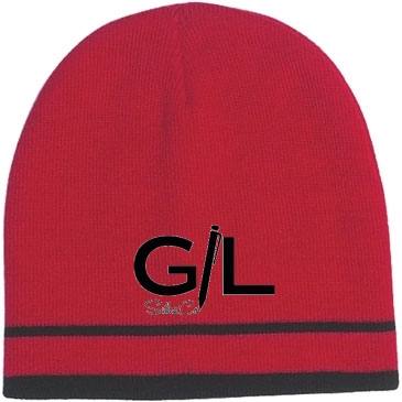 Knit Beanie With Double Stripe_Embroidered