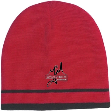 Knit Beanie With Double Stripe_Embroidered