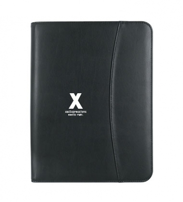 Leather Look Zippered Portfolio With Calculator