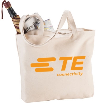 Zippered 12oz Cotton Canvas Shopper Tote