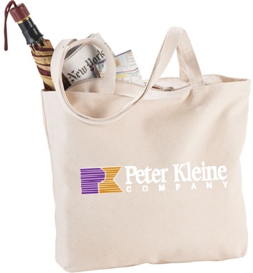 Zippered 12oz Cotton Canvas Shopper Tote