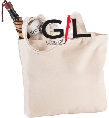 Zippered 12oz Cotton Canvas Shopper Tote