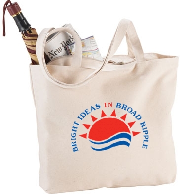 Zippered 12oz Cotton Canvas Shopper Tote