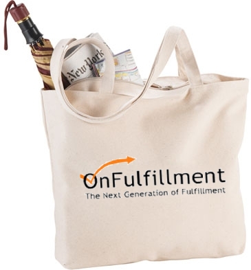Zippered 12oz Cotton Canvas Shopper Tote