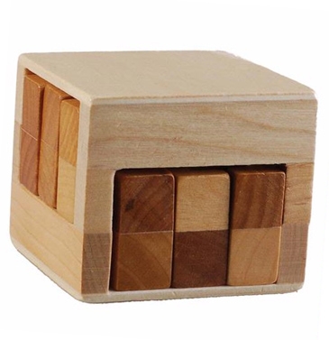 Wooden Sliding Cube Puzzle