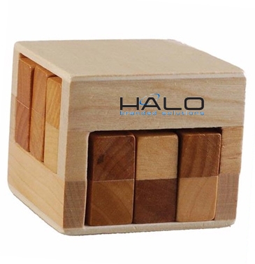 Wooden Sliding Cube Puzzle